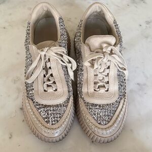 DV by Dolce Vita Cream and Gray Tweed Sneakers